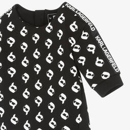 KARL LAGERFELD KIDS-Girls Black & White Karl Ikonik Dress | Childrensalon Outlet