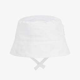 KARL LAGERFELD KIDS-Girls Classic White Cotton Sun Hat | Childrensalon Outlet