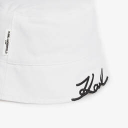 KARL LAGERFELD KIDS-Girls Classic White Cotton Sun Hat | Childrensalon Outlet