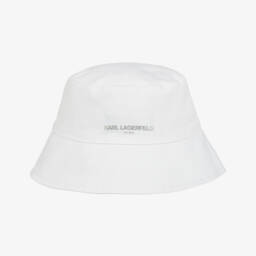 KARL LAGERFELD KIDS-Классическая белая твиловая панама для девочек | Childrensalon Outlet