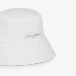 KARL LAGERFELD KIDS-Классическая белая твиловая панама для девочек | Childrensalon Outlet