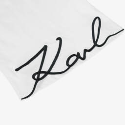 KARL LAGERFELD KIDS-فستان تي شيرت قطني أبيض للبنات | Childrensalon Outlet