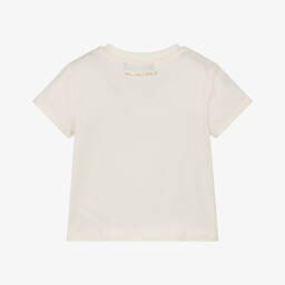 KARL LAGERFELD KIDS-Girls Creamy Cotton Tee with Metallic Motif | Childrensalon Outlet