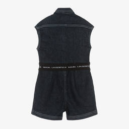 KARL LAGERFELD KIDS-Girls Dark Blue Denim Playsuit | Childrensalon Outlet