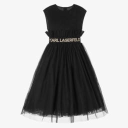 KARL LAGERFELD KIDS-Girls Elegant Black Tulle Gown | Childrensalon Outlet
