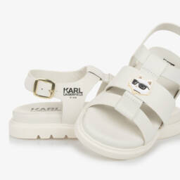 KARL LAGERFELD KIDS-Элегантные кремовые кожаные сандалии для девочек | Childrensalon Outlet
