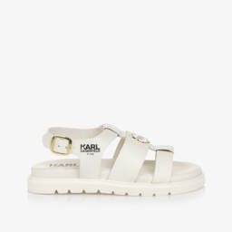 KARL LAGERFELD KIDS-Элегантные кремовые кожаные сандалии для девочек | Childrensalon Outlet