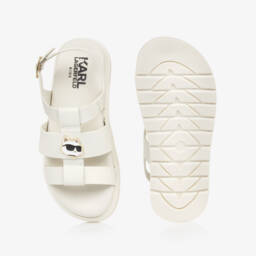 KARL LAGERFELD KIDS-Элегантные кремовые кожаные сандалии для девочек | Childrensalon Outlet