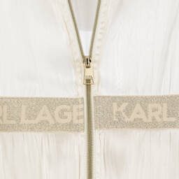 KARL LAGERFELD KIDS-Элегантная кремовая атласная парка для девочек | Childrensalon Outlet