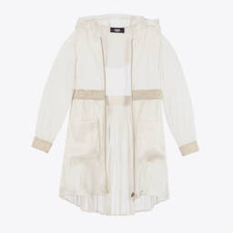 KARL LAGERFELD KIDS-Элегантная кремовая атласная парка для девочек | Childrensalon Outlet