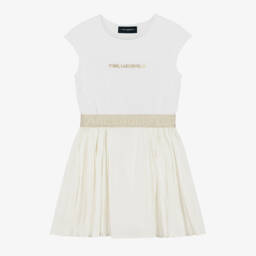 KARL LAGERFELD KIDS-Girls Elegant Ivory Voile Dress | Childrensalon Outlet