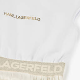 KARL LAGERFELD KIDS-Girls Elegant Ivory Voile Dress | Childrensalon Outlet