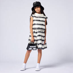 KARL LAGERFELD KIDS-Girls Elegant Striped Satin Top | Childrensalon Outlet