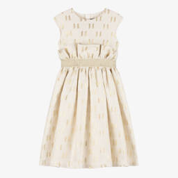 KARL LAGERFELD KIDS-Girls Gold-Toned Monogram Jacquard Dress | Childrensalon Outlet