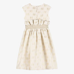 KARL LAGERFELD KIDS-Girls Gold-Toned Monogram Jacquard Dress | Childrensalon Outlet