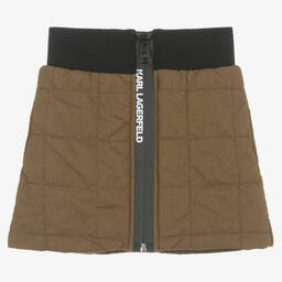 KARL LAGERFELD KIDS-Girls Green Cotton Quilted Skirt | Childrensalon Outlet