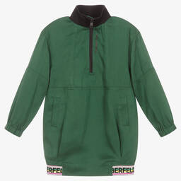 KARL LAGERFELD KIDS-Girls Green Cotton Twill Dress | Childrensalon Outlet
