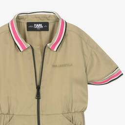 KARL LAGERFELD KIDS-Girls Green Lyocell Zip-Up Dress | Childrensalon Outlet