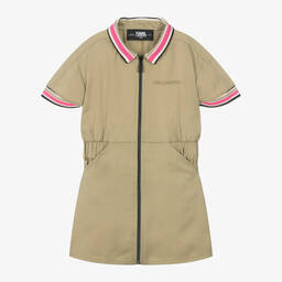 KARL LAGERFELD KIDS-Girls Green Lyocell Zip-Up Dress | Childrensalon Outlet