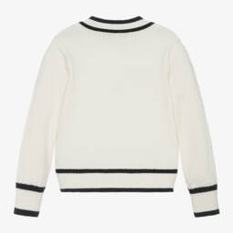 KARL LAGERFELD KIDS-بلوفر كشمير وقطن محبوك لون عاجي للبنات | Childrensalon Outlet