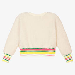 KARL LAGERFELD KIDS-Girls Ivory Sherpa Fleece Sweatshirt | Childrensalon Outlet
