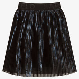 KARL LAGERFELD KIDS-Girls Navy Blue Pleated Skirt | Childrensalon Outlet