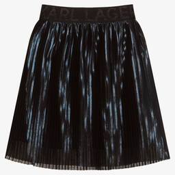 KARL LAGERFELD KIDS-Girls Navy Blue Pleated Skirt | Childrensalon Outlet