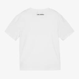 KARL LAGERFELD KIDS-Белая органическая футболка для девочек | Childrensalon Outlet