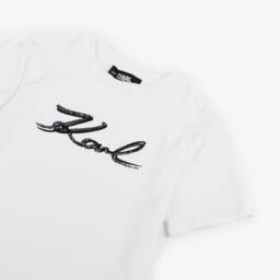 KARL LAGERFELD KIDS-Белая органическая футболка для девочек | Childrensalon Outlet