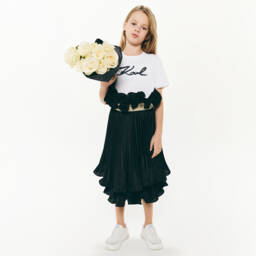 KARL LAGERFELD KIDS-Белая органическая футболка для девочек | Childrensalon Outlet