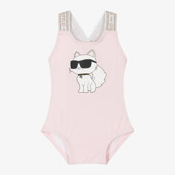 KARL LAGERFELD KIDS-مايوه بطبعة شوبت لون زهري للبنات | Childrensalon Outlet