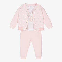 KARL LAGERFELD KIDS-Girls Pink Cotton Tracksuit Set | Childrensalon Outlet