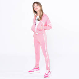 KARL LAGERFELD KIDS-Girls Pink Logo Zip-Up Hoodie | Childrensalon Outlet