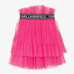 KARL LAGERFELD KIDS-تنورة توتو تول بطيات لون زهري نيون | Childrensalon Outlet