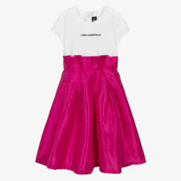 KARL LAGERFELD KIDS-Розовое и белое тафта для девочек | Childrensalon Outlet