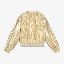 KARL LAGERFELD KIDS-Girls Shimmering Gold Bomber Jacket | Childrensalon Outlet