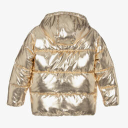 KARL LAGERFELD KIDS-Girls Shimmering Gold Puffer Coat | Childrensalon Outlet