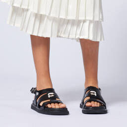 KARL LAGERFELD KIDS-Элегантные черные кожаные сандалии для девочек | Childrensalon Outlet