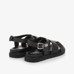 KARL LAGERFELD KIDS-Элегантные черные кожаные сандалии для девочек | Childrensalon Outlet