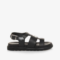 KARL LAGERFELD KIDS-Элегантные черные кожаные сандалии для девочек | Childrensalon Outlet