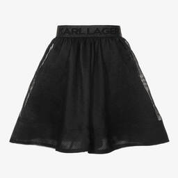 KARL LAGERFELD KIDS-Girls Striped Black Organza Skirt | Childrensalon Outlet
