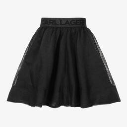 KARL LAGERFELD KIDS-Girls Striped Black Organza Skirt | Childrensalon Outlet