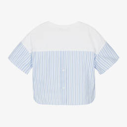 KARL LAGERFELD KIDS-Girls Striped Cotton Short Sleeve Tee | Childrensalon Outlet