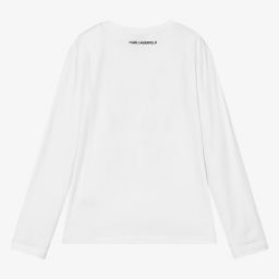 KARL LAGERFELD KIDS-Girls White Logo Top | Childrensalon Outlet
