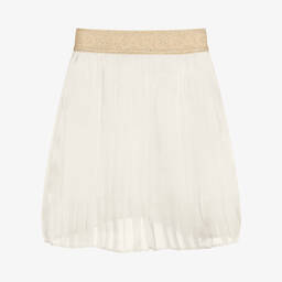 KARL LAGERFELD KIDS-Girls White Pleated Logo Skirt | Childrensalon Outlet