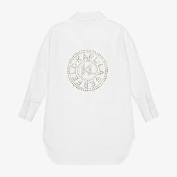 KARL LAGERFELD KIDS-Girls White Studded Shirt Dress | Childrensalon Outlet