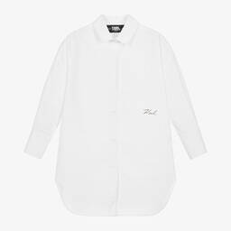 KARL LAGERFELD KIDS-Girls White Studded Shirt Dress | Childrensalon Outlet