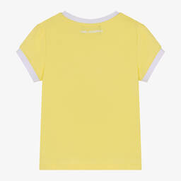 KARL LAGERFELD KIDS-Girls Yellow Cotton Karl Ikonik T-Shirt | Childrensalon Outlet