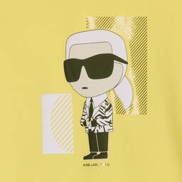 KARL LAGERFELD KIDS-Girls Yellow Cotton Karl Ikonik T-Shirt | Childrensalon Outlet
