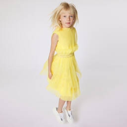 KARL LAGERFELD KIDS-فستان تول بطيات لون أصفر | Childrensalon Outlet